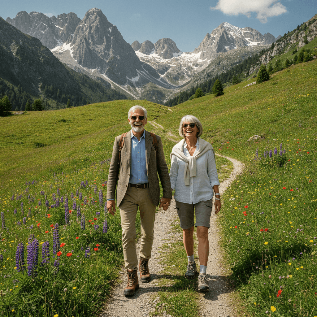 Senioren beim Wandern in den Alpen